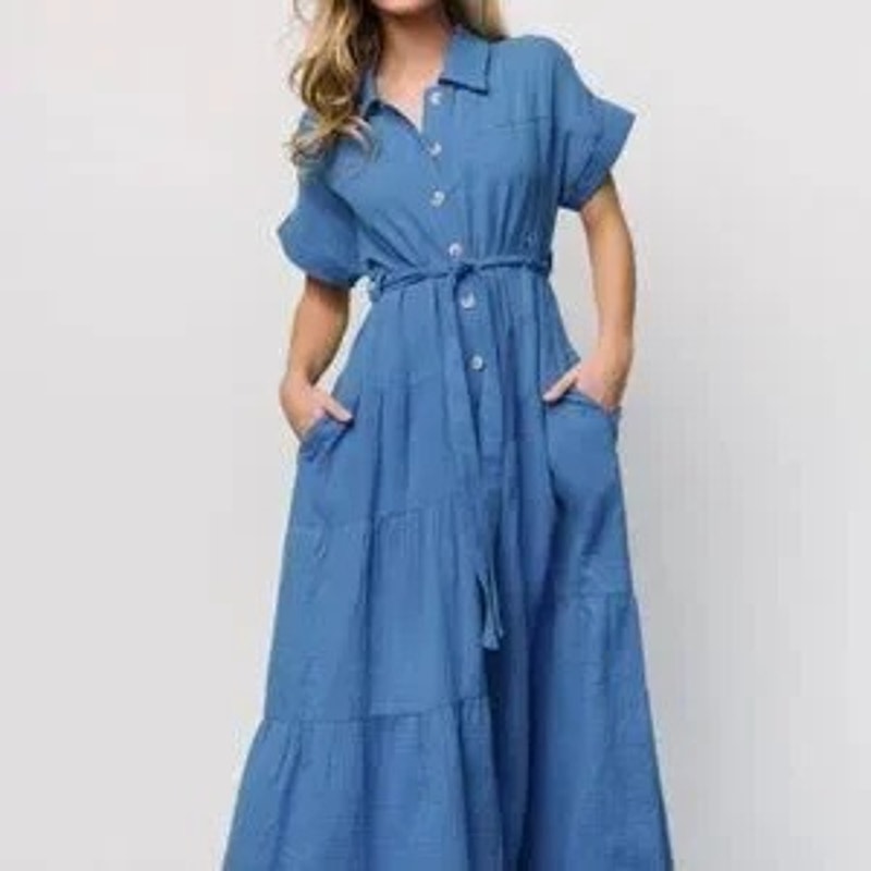 Baltic Born Aizey Gauzy Shirt Dress Coastal Belted Vacation Maxi Women Xl